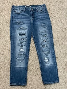 KanCan Distressed Cropped Jeans - Blue Wash